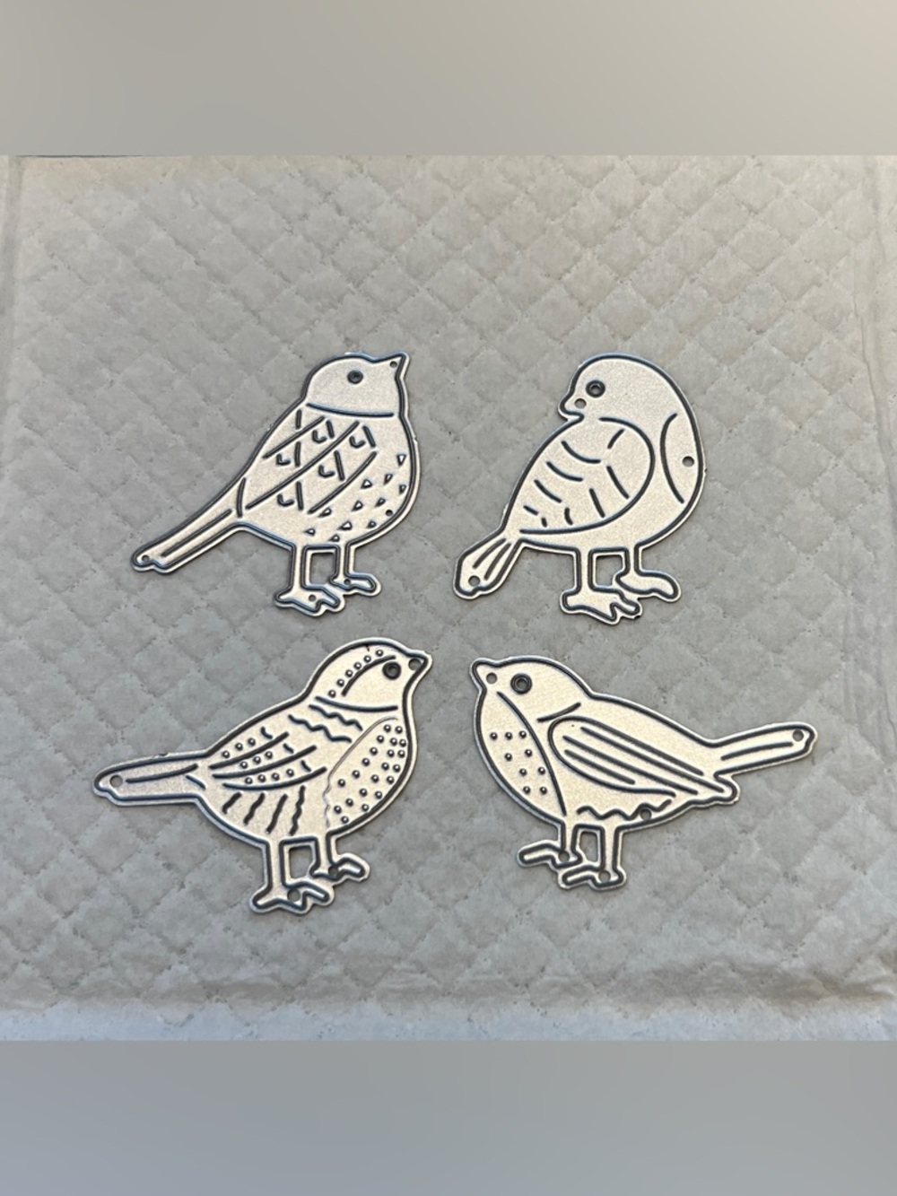 Metal Bird Die-Cut Embellishments - Set of 4